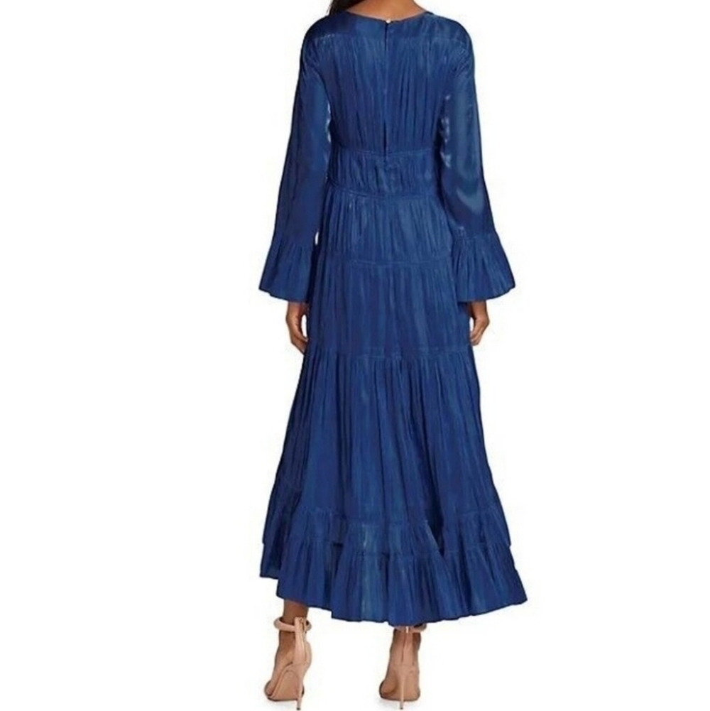 NWT Cinq à Sept Nina Tiered Satin Midi Dress
